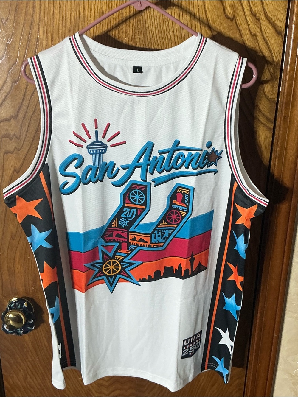 San Antonio Graphic Basketball Tank Top - White/Blue/Orange